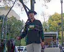 Green Party Dane County Sheriff candidate Adam Benedetto speaks to attendees.